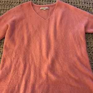 Pink fuzZy LOFT v-neck sweater
